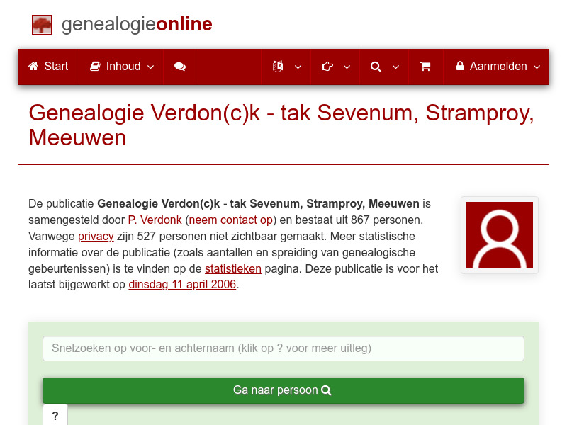 Screenshot van website