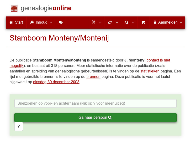 Screenshot van website