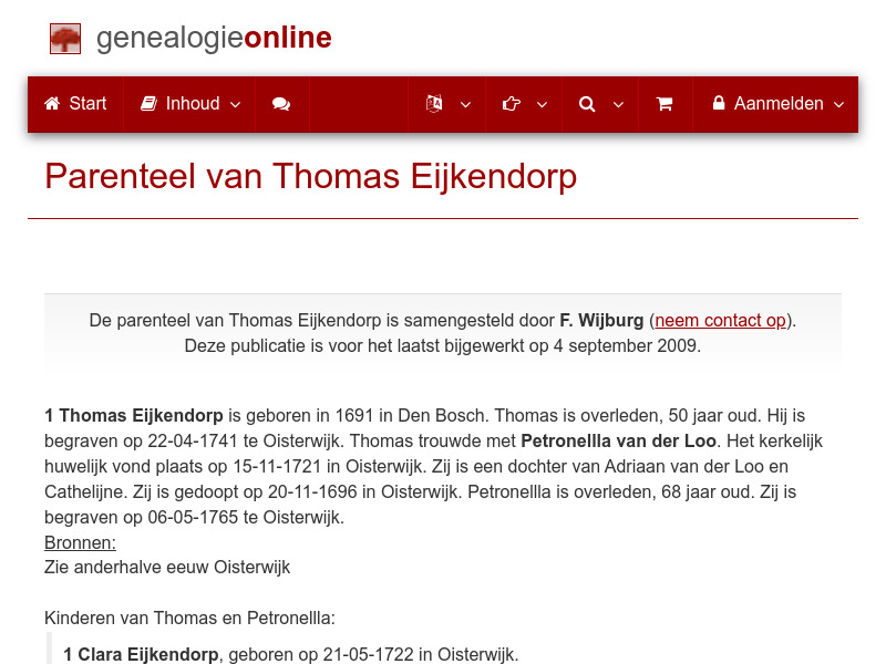 Screenshot van website