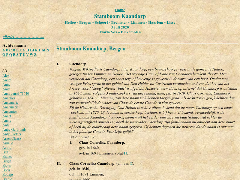 Screenshot van website