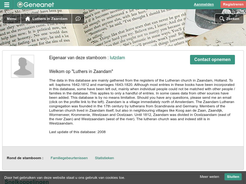 Screenshot van website