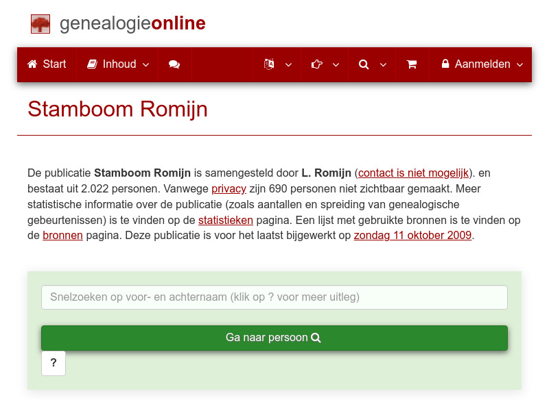 Screenshot van website