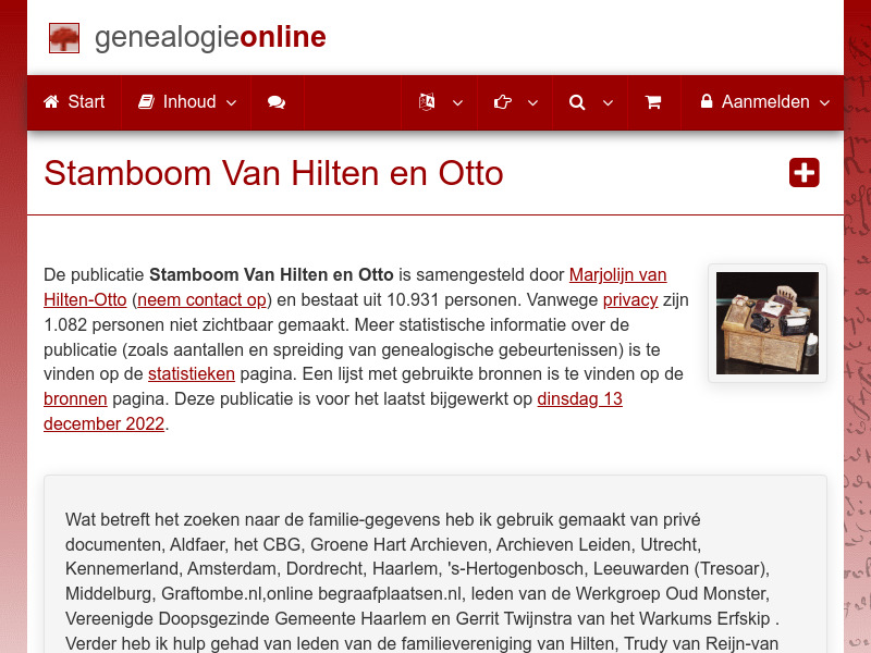 Screenshot van website