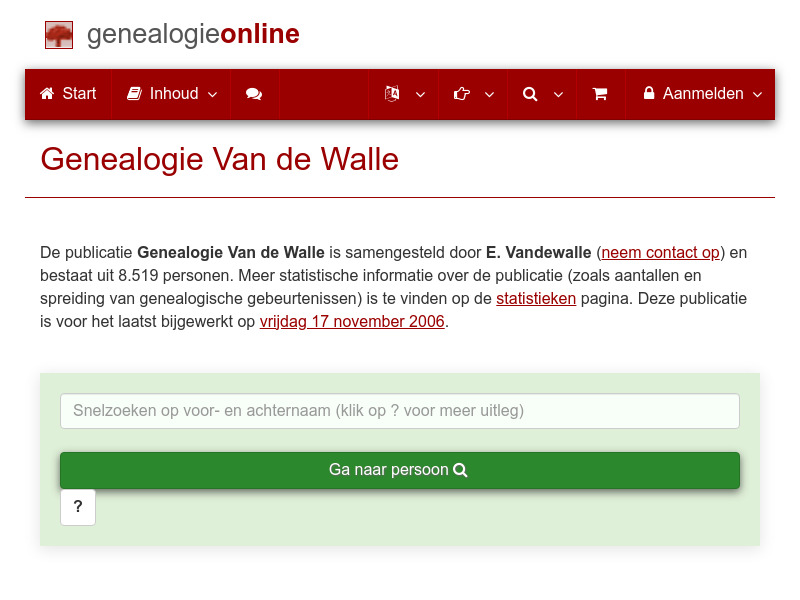 Screenshot van website