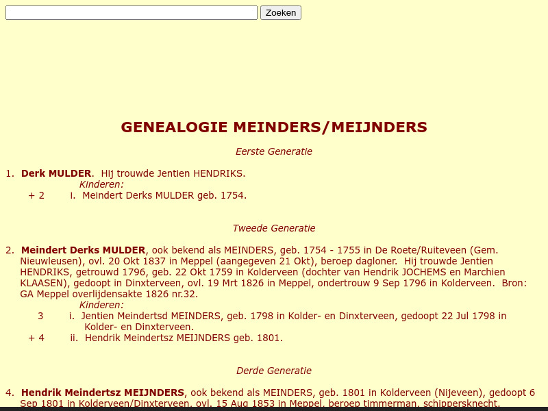 Screenshot van website