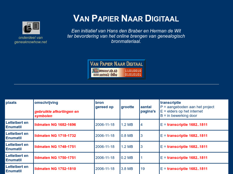 Screenshot van website