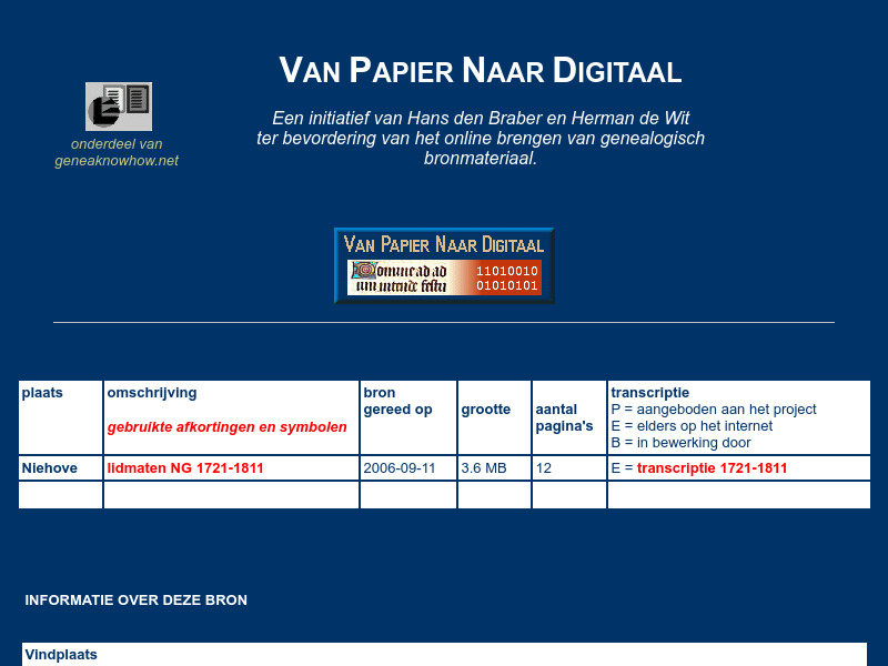 Screenshot van website