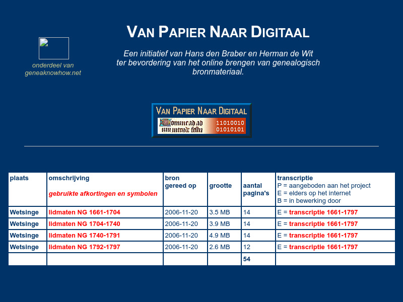 Screenshot van website