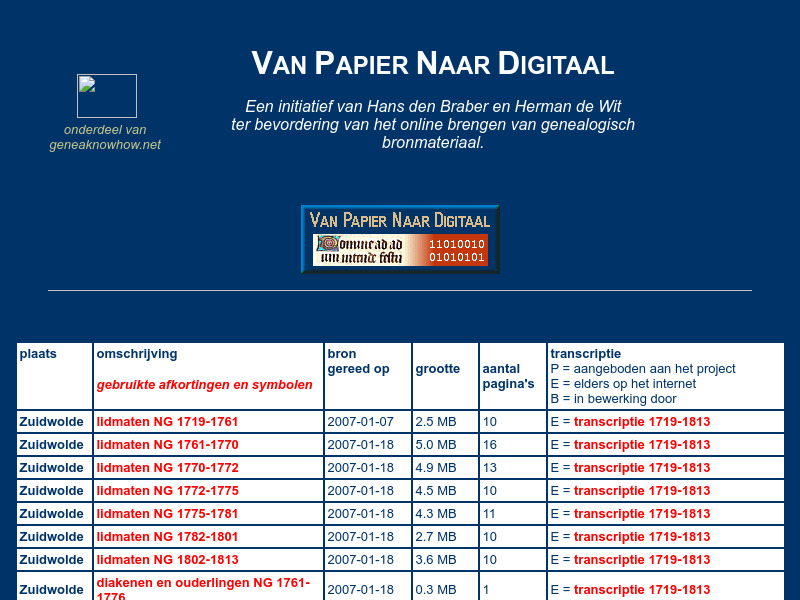 Screenshot van website