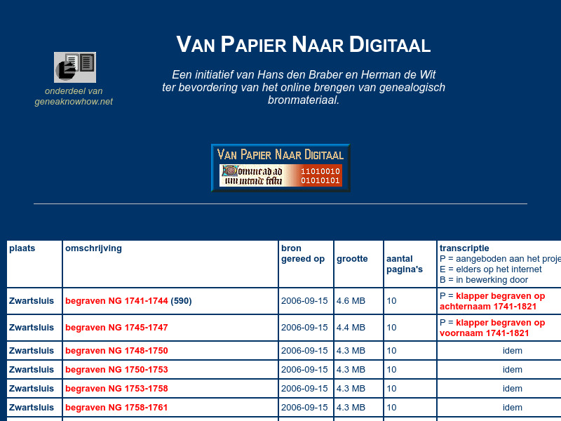 Screenshot van website