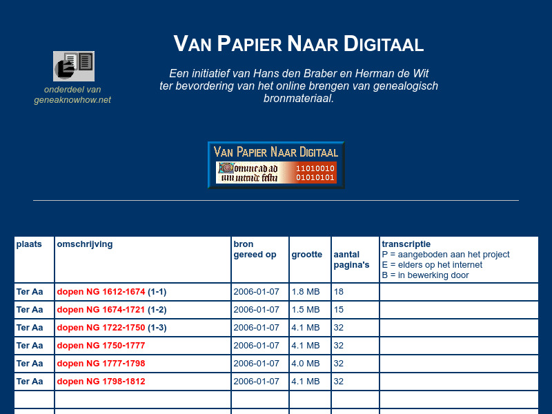 Screenshot van website