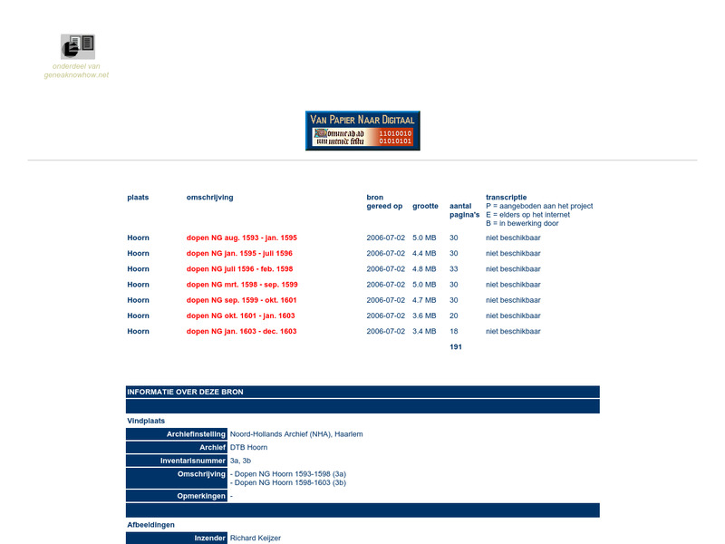 Screenshot van website