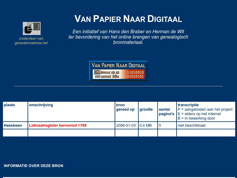 Screenshot van website