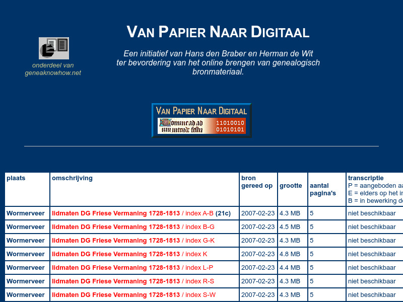 Screenshot van website