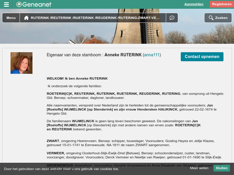 Screenshot van website