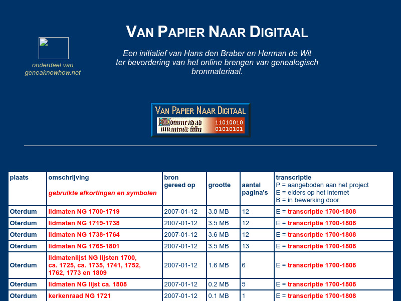 Screenshot van website