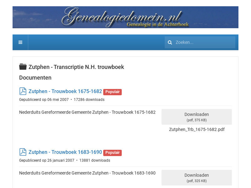 Screenshot van website