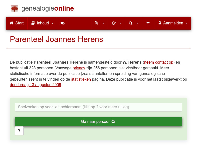 Screenshot van website