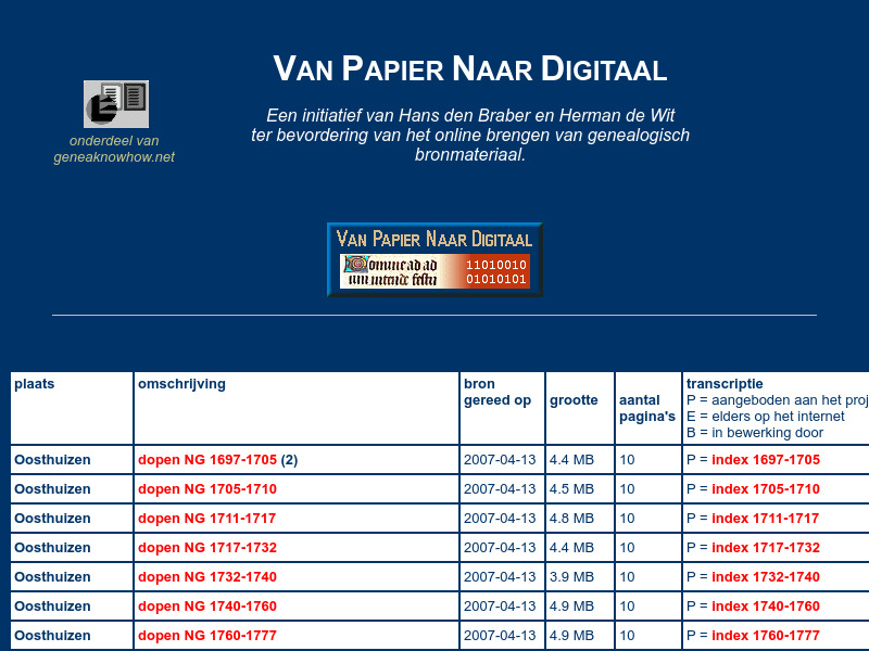 Screenshot van website