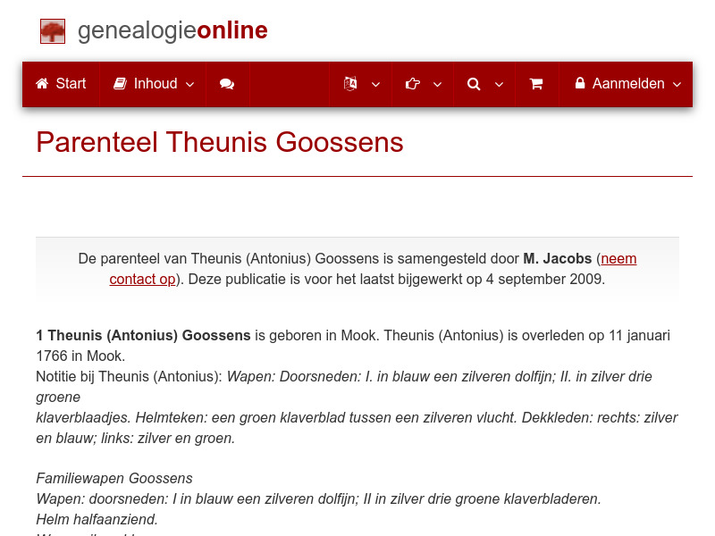 Screenshot van website