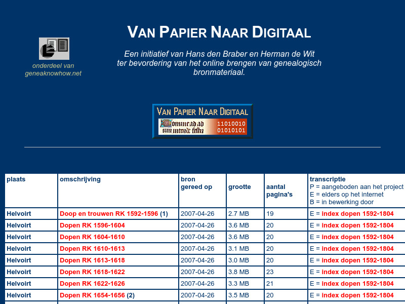 Screenshot van website