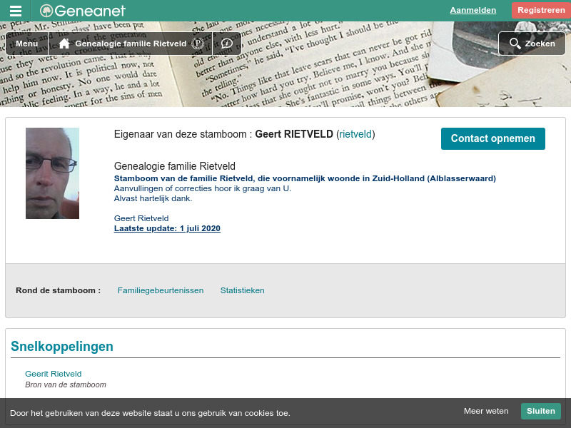 Screenshot van website