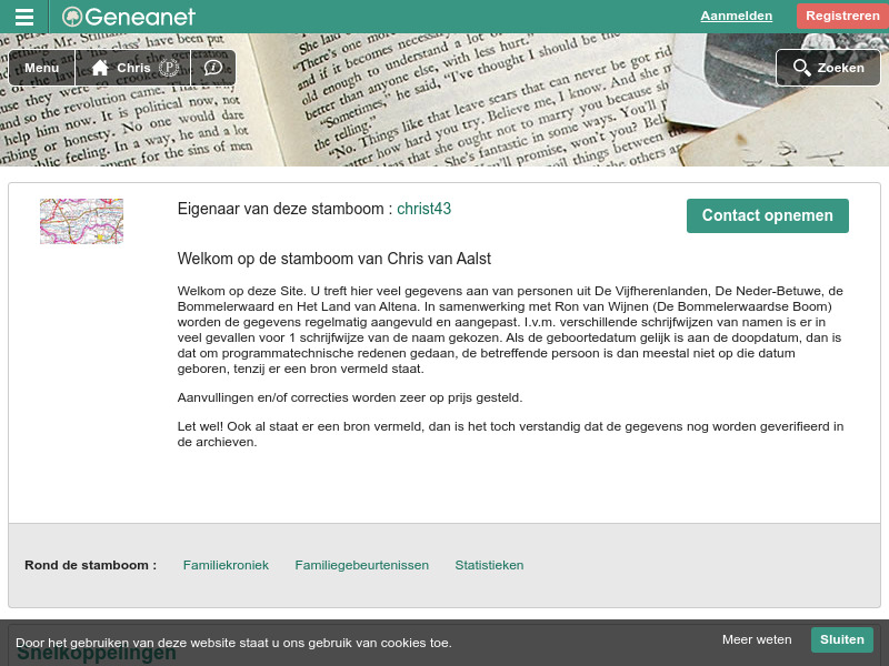 Screenshot van website