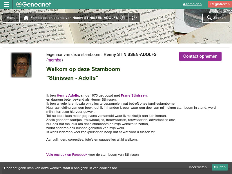 Screenshot van website