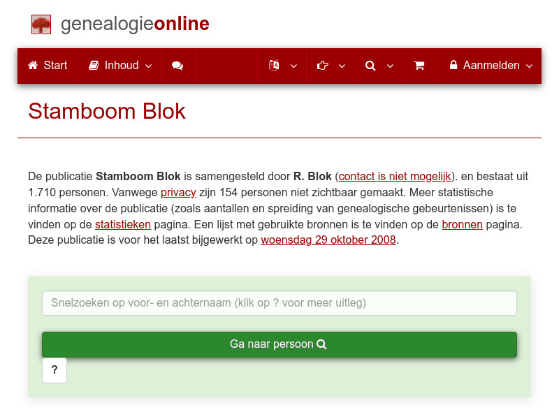 Screenshot van website