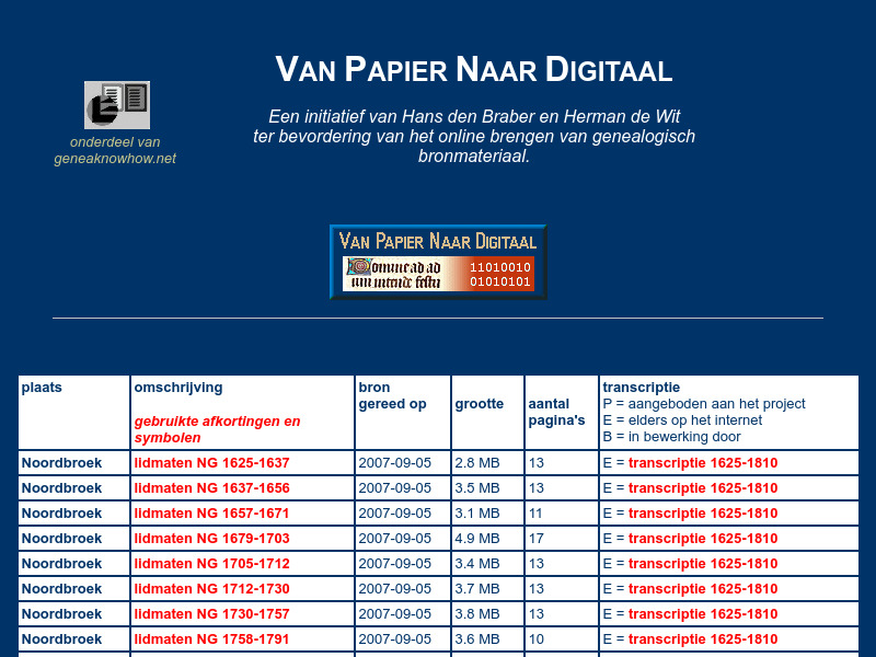 Screenshot van website