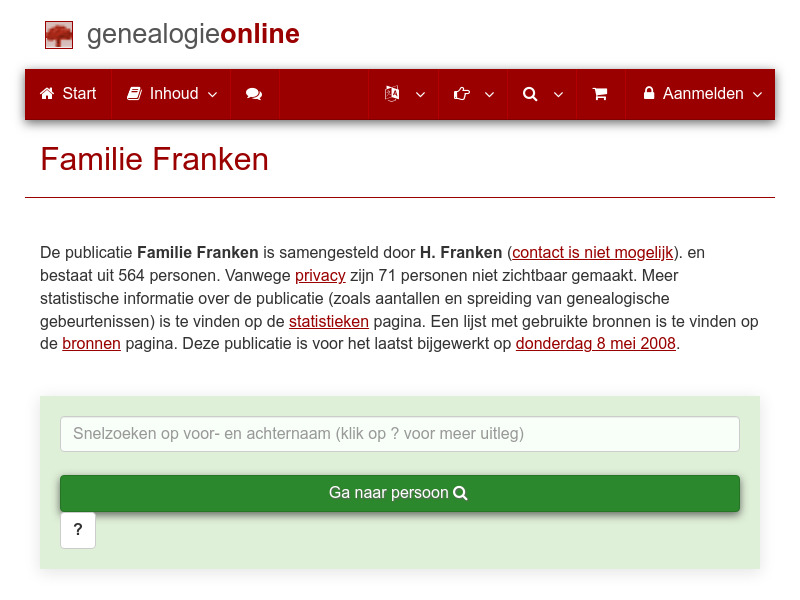 Screenshot van website