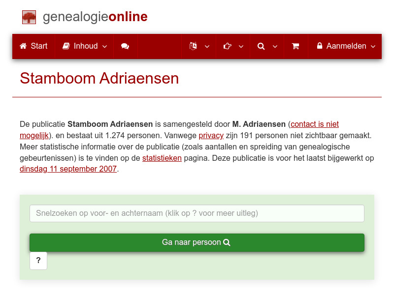 Screenshot van website
