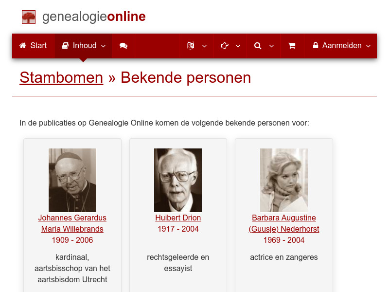 Screenshot van website