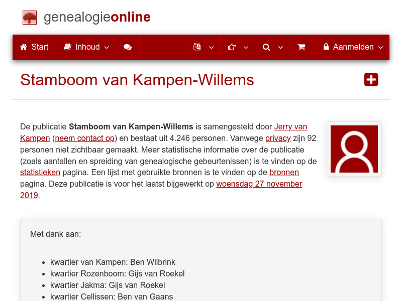 Screenshot van website