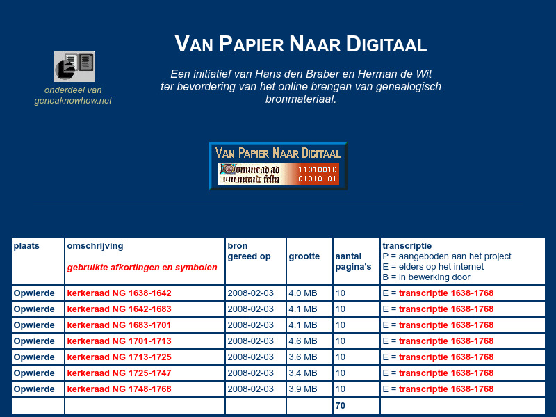 Screenshot van website