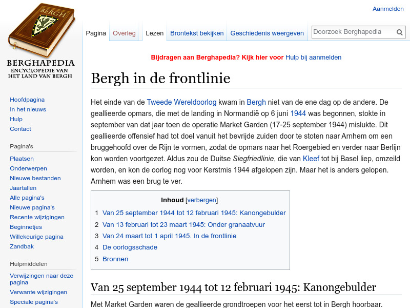 Screenshot van website