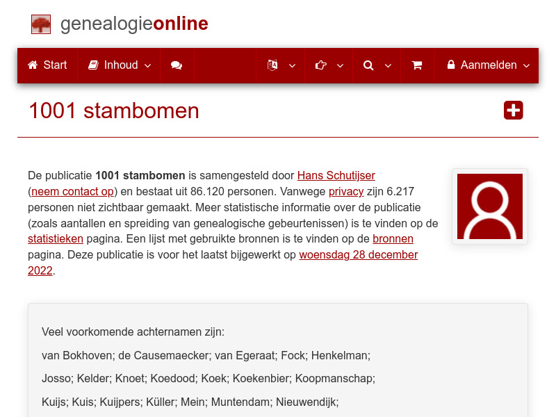 Screenshot van website