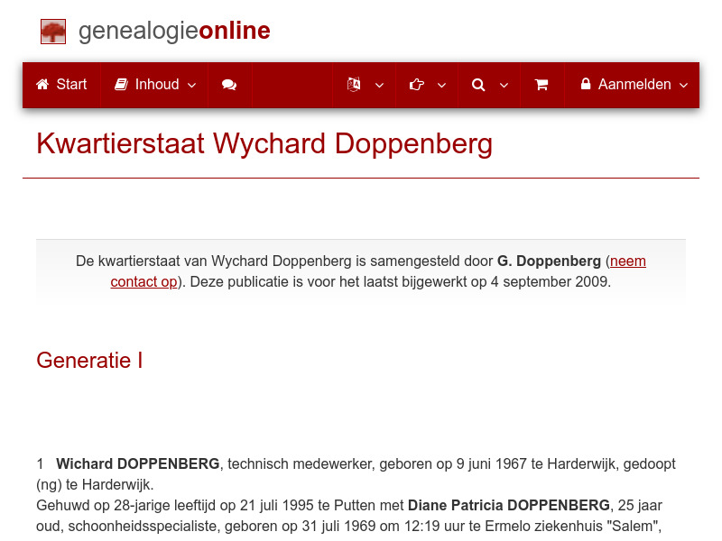 Screenshot van website