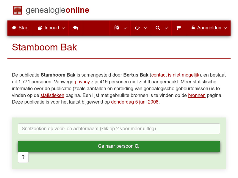 Screenshot van website