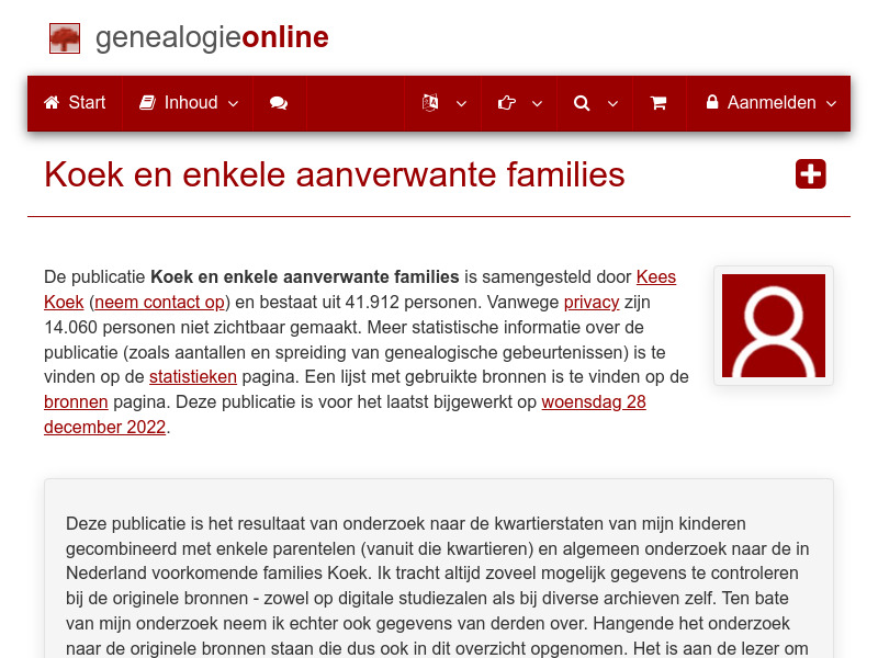 Screenshot van website