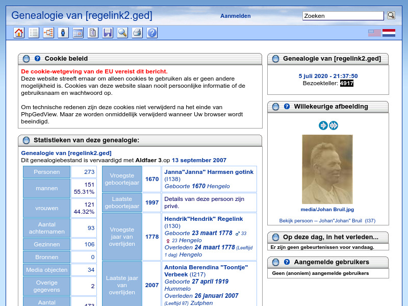 Screenshot van website