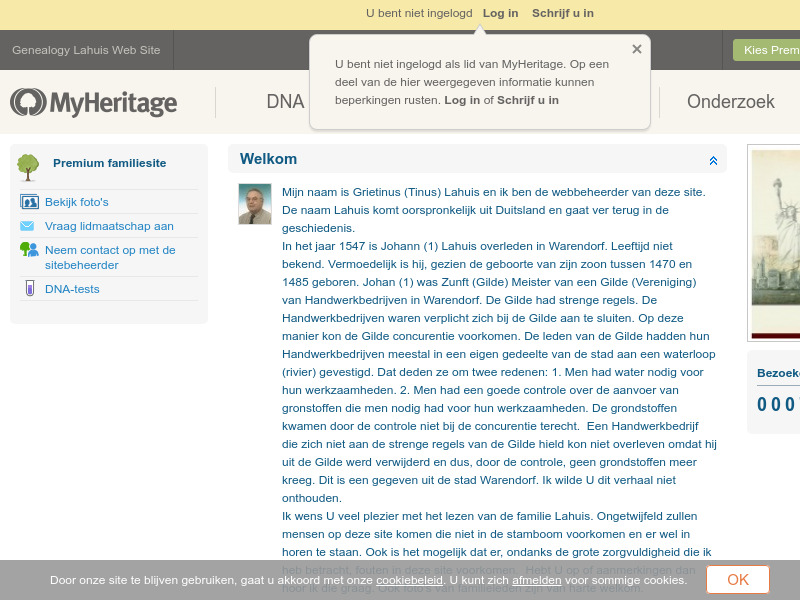 Screenshot van website