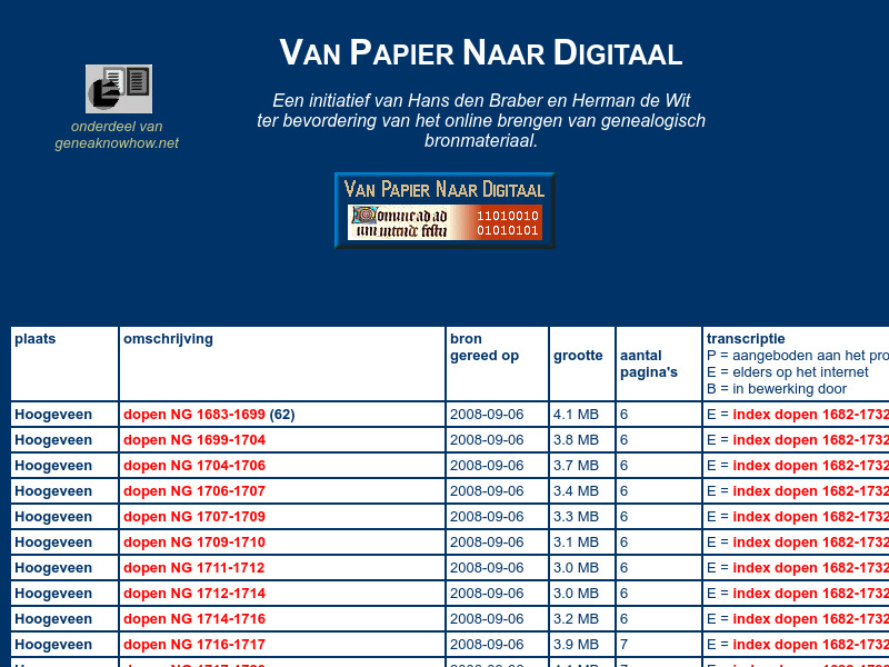 Screenshot van website