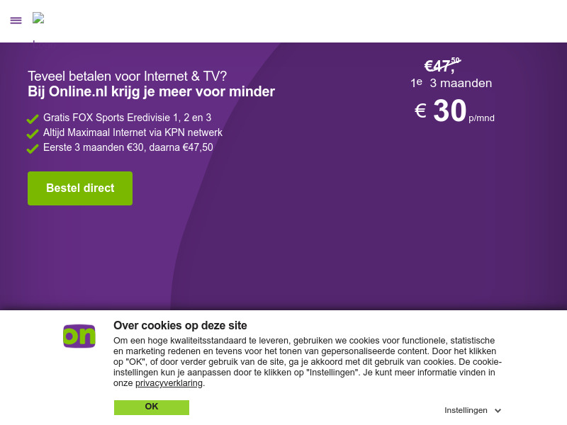 Screenshot van website