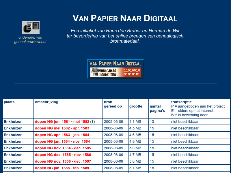 Screenshot van website