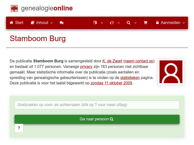 Screenshot van website