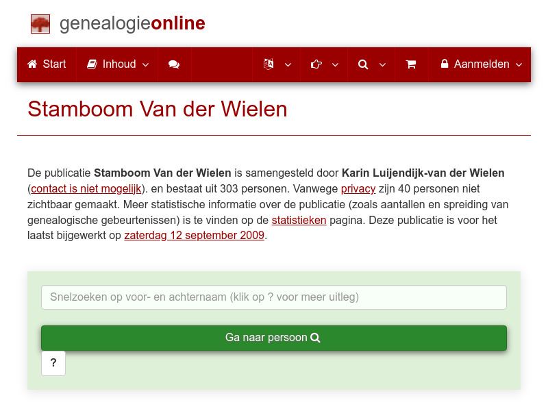 Screenshot van website