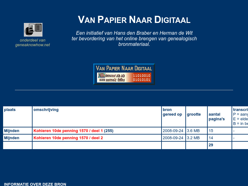 Screenshot van website