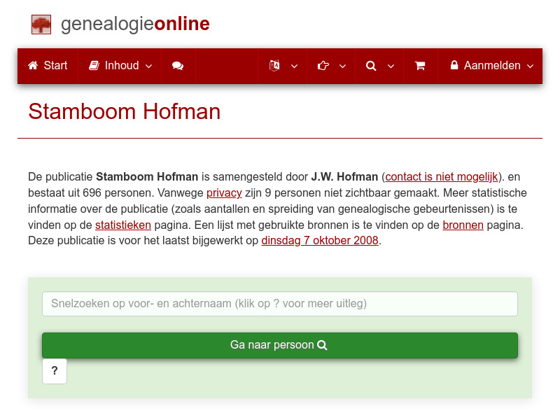 Screenshot van website