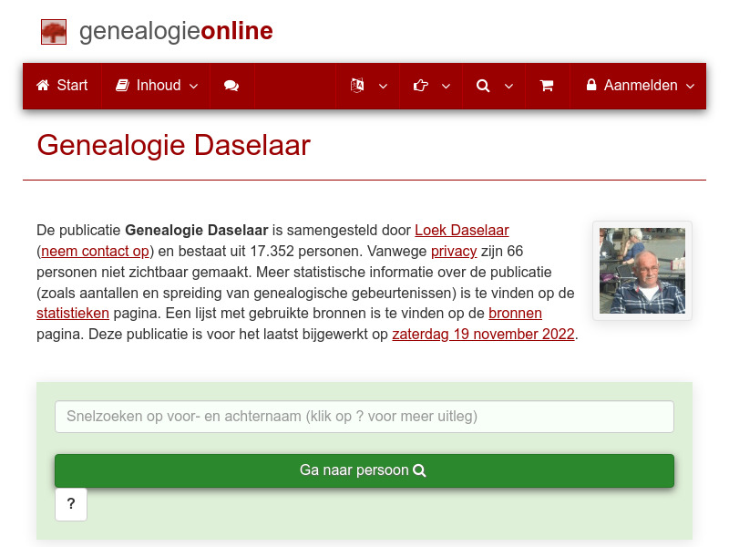 Screenshot van website